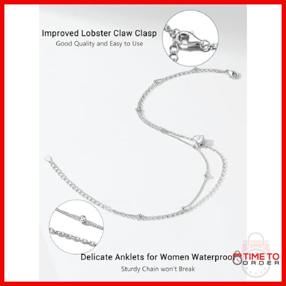 925 Sterling Silver Initial Anklet Adjustable 8.5… - image 6